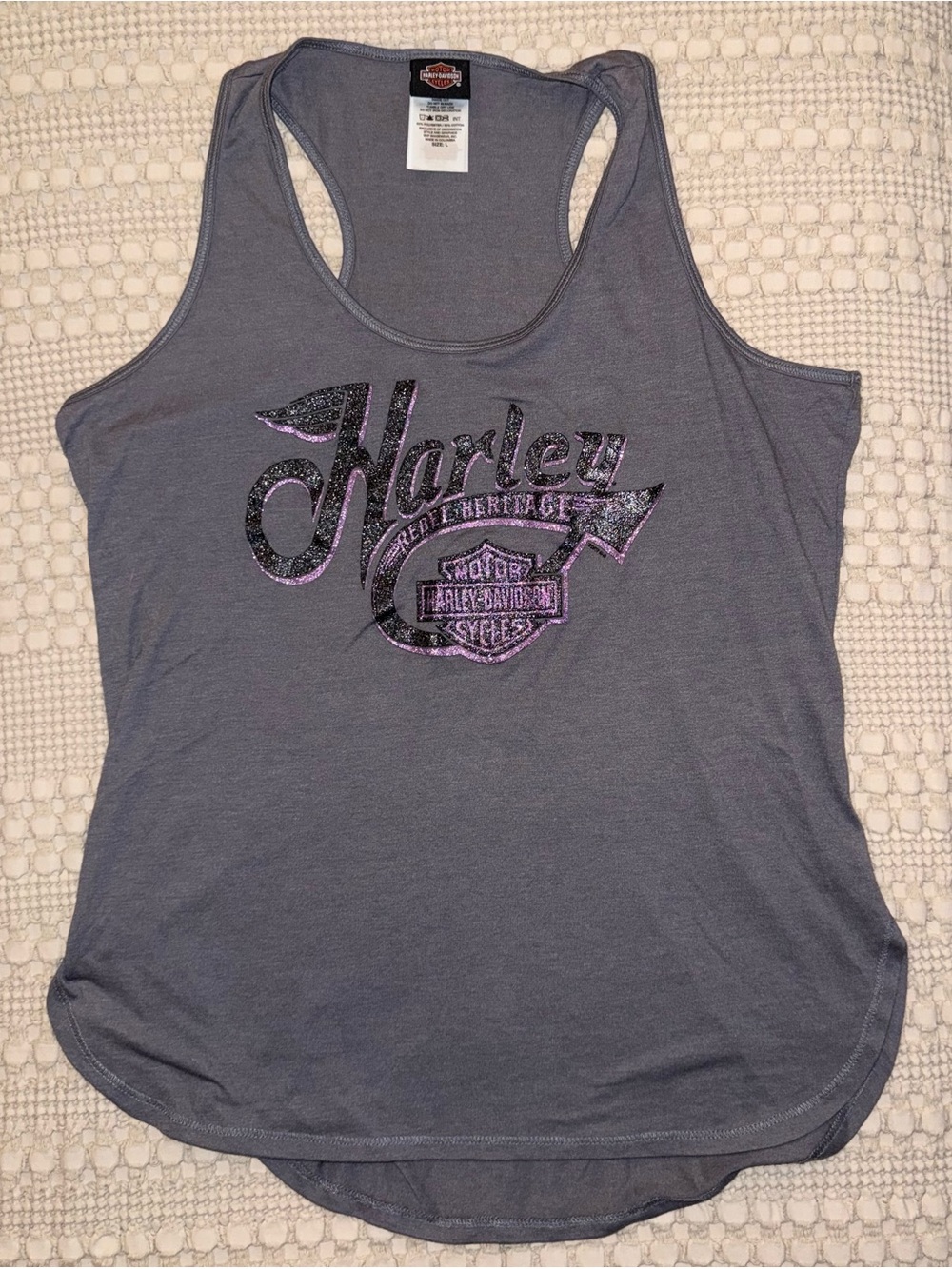 Harley Davidson Beach Shack Panama City Beach Racerback Tank Size L Gray Pink